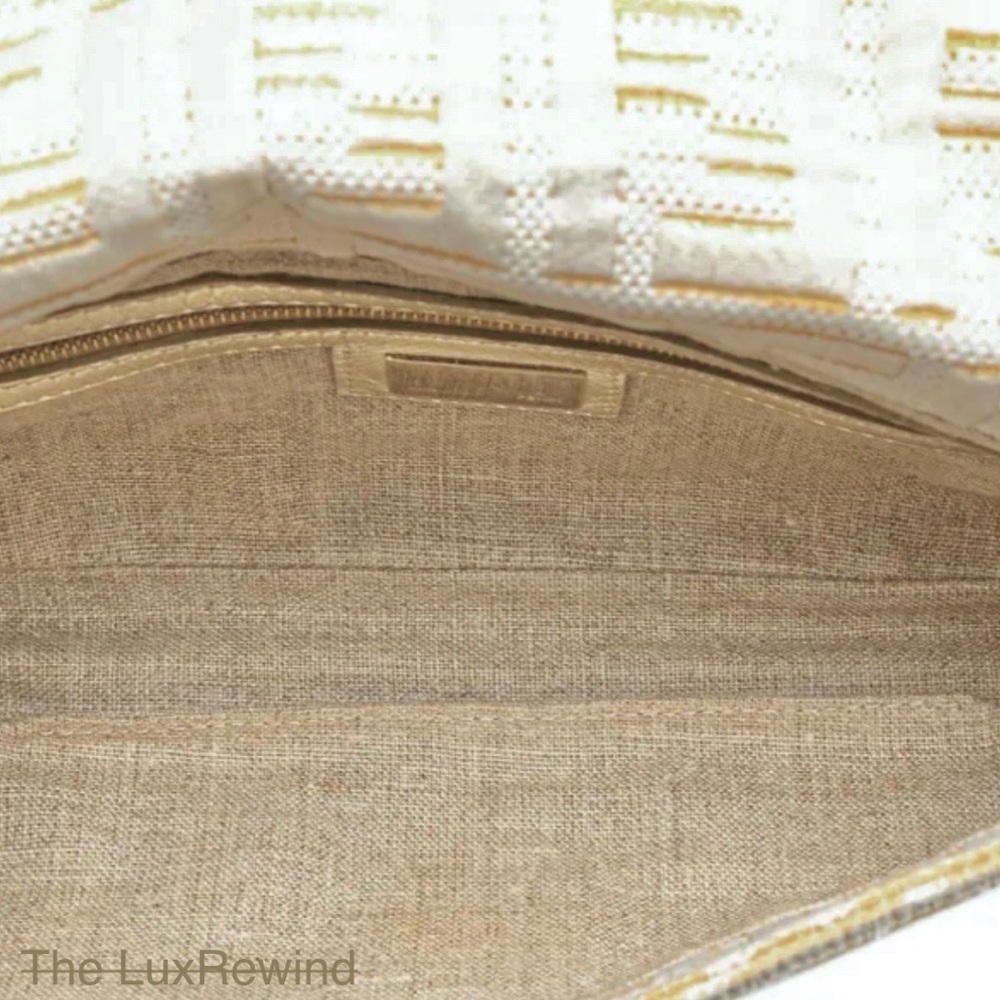 AUTH Rare FENDI ZUCCA BAGUETTE LIKE NEW! white gold Monogram Shoulder Bag COA ⭐️ - Picture 12 of 16
